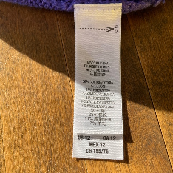 Authentic Juicy Couture Purple Cardigan Sweater- Blk Sparkle, Fluffy Trim Sz 12 - Picture 12 of 15